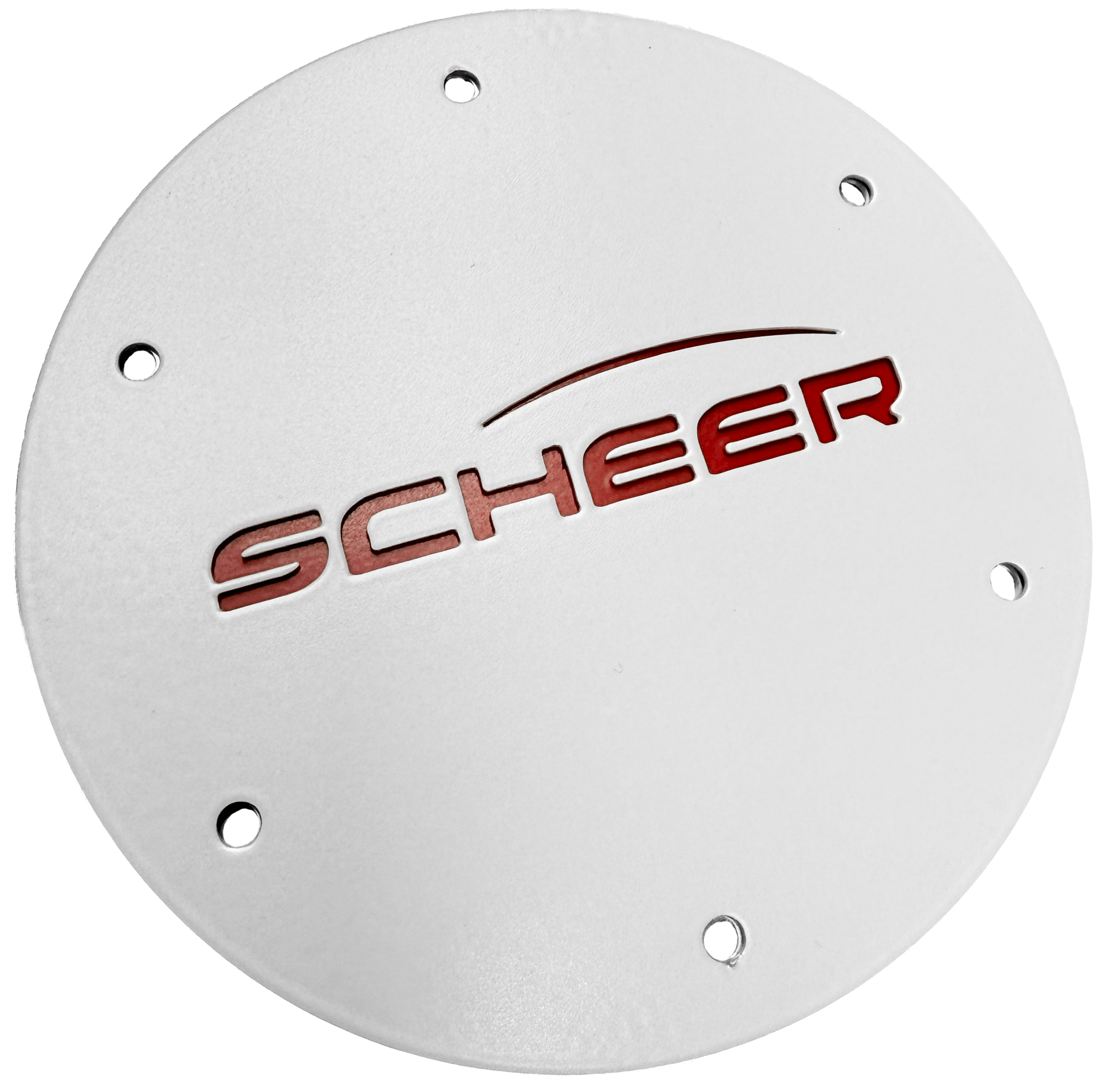 Wandkamin-Abdeckung mit SCHEER-Logo