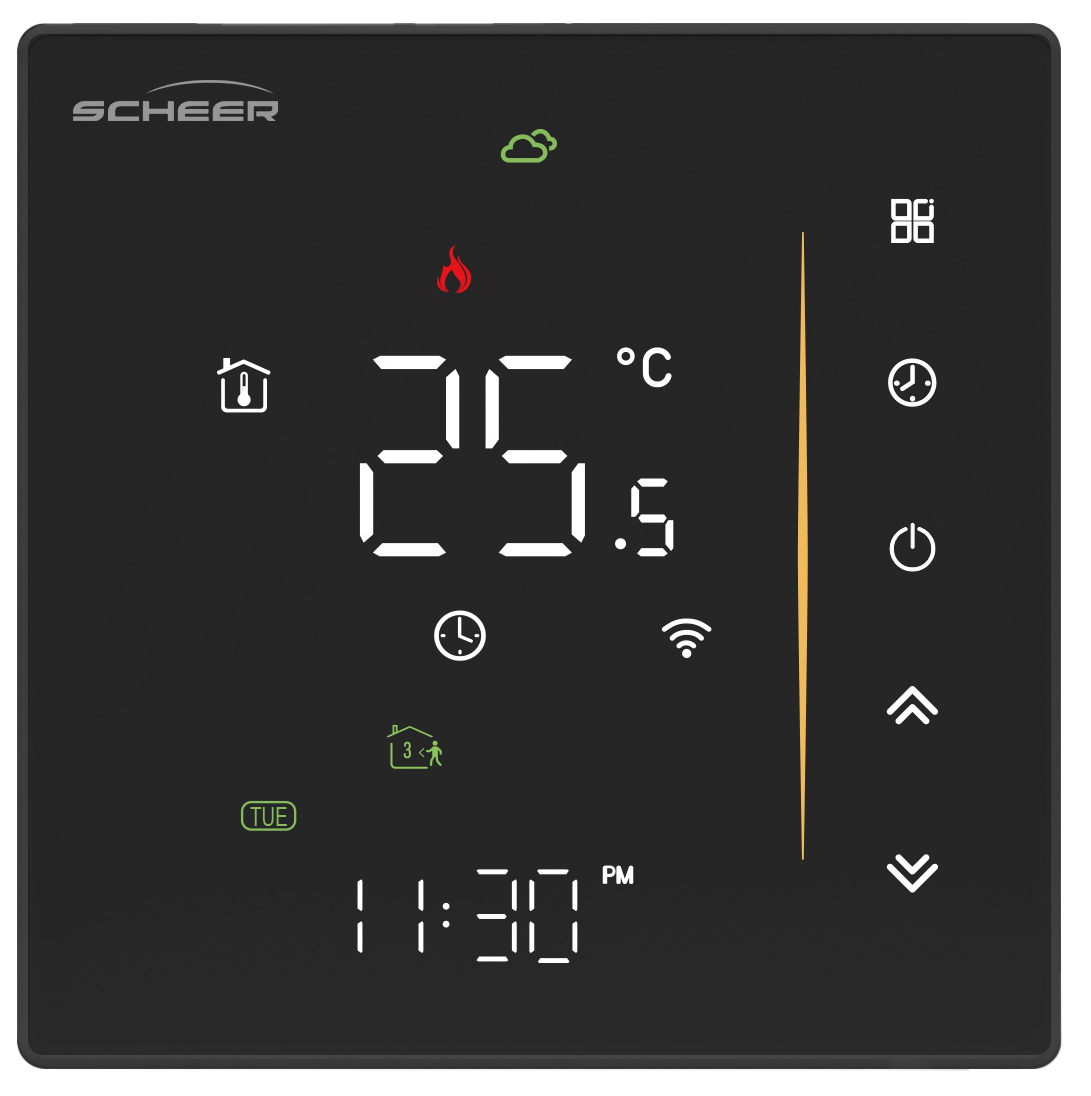 SCHEER-Raumthermostat 12-50V Design Black inkl. WLAN